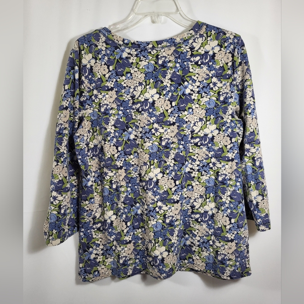Croft & Barrow blue green and white floral tunic women's XL #1496 - Picture 3 of 3